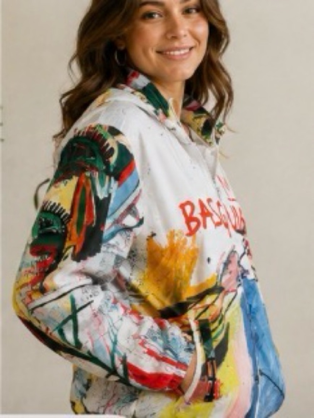 Members Only Jean-Michel Basquiat Windbreaker Art Graffiti Jacket, Large NWOT - Picture 3 of 10